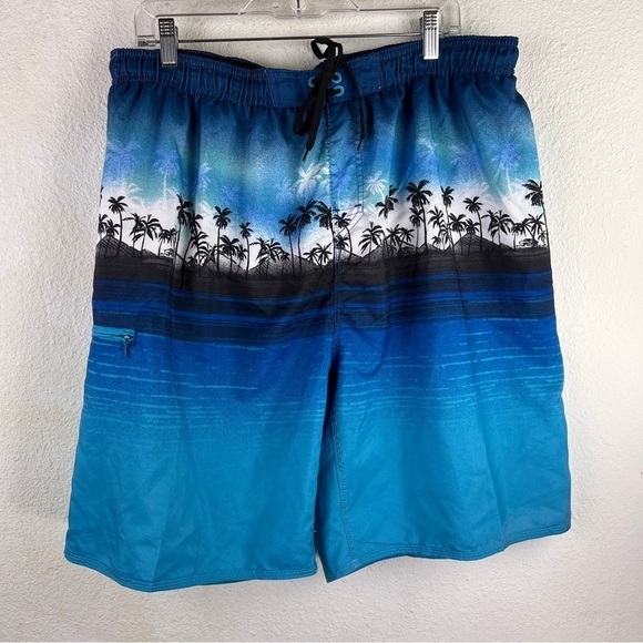 BURNSIDE SWIM TRUNKS. Size XL. Inside key pocket. Attached undies. Side zip pock - Picture 1 of 4
